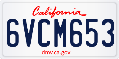CA license plate 6VCM653