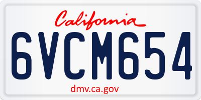 CA license plate 6VCM654