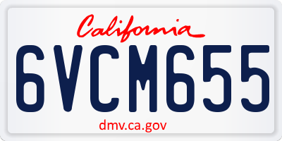 CA license plate 6VCM655