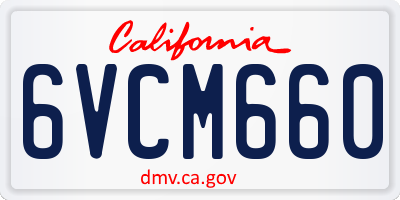 CA license plate 6VCM660