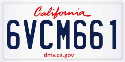 CA license plate 6VCM661