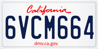 CA license plate 6VCM664