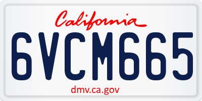 CA license plate 6VCM665