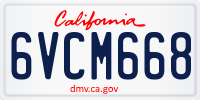 CA license plate 6VCM668