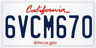 CA license plate 6VCM670