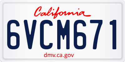 CA license plate 6VCM671
