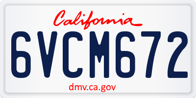 CA license plate 6VCM672