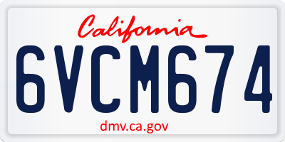 CA license plate 6VCM674