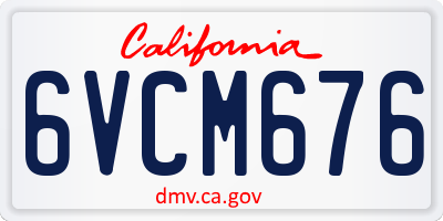 CA license plate 6VCM676