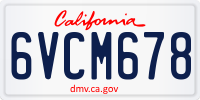 CA license plate 6VCM678