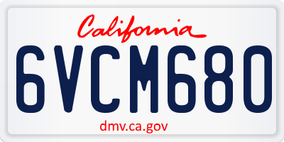 CA license plate 6VCM680