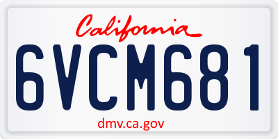CA license plate 6VCM681