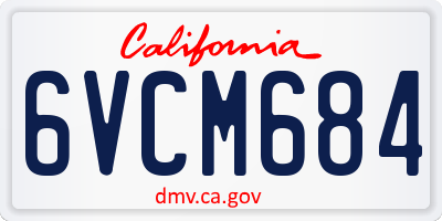 CA license plate 6VCM684