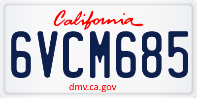 CA license plate 6VCM685