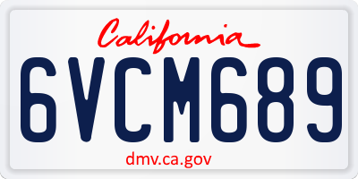 CA license plate 6VCM689