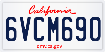 CA license plate 6VCM690