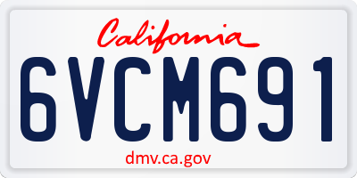 CA license plate 6VCM691