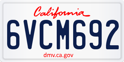CA license plate 6VCM692