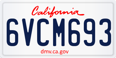 CA license plate 6VCM693