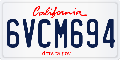 CA license plate 6VCM694
