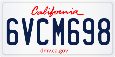 CA license plate 6VCM698