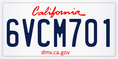 CA license plate 6VCM701