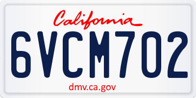 CA license plate 6VCM702