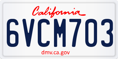 CA license plate 6VCM703