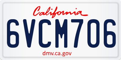 CA license plate 6VCM706