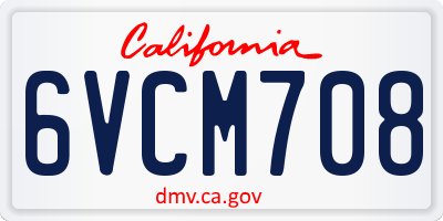 CA license plate 6VCM708