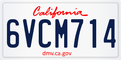 CA license plate 6VCM714