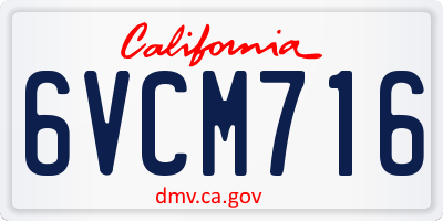 CA license plate 6VCM716