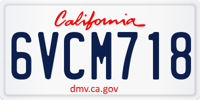 CA license plate 6VCM718