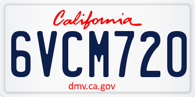 CA license plate 6VCM720
