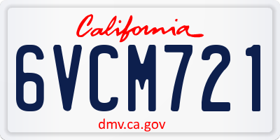 CA license plate 6VCM721