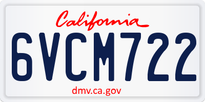 CA license plate 6VCM722