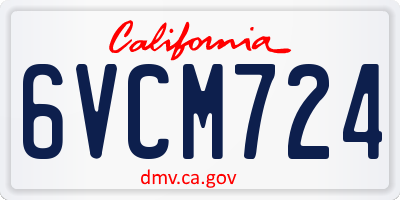 CA license plate 6VCM724
