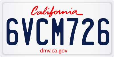 CA license plate 6VCM726