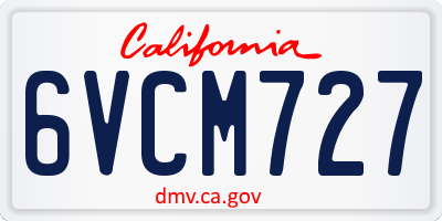 CA license plate 6VCM727