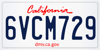 CA license plate 6VCM729