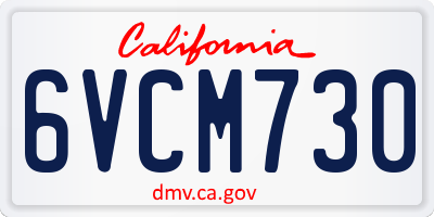 CA license plate 6VCM730