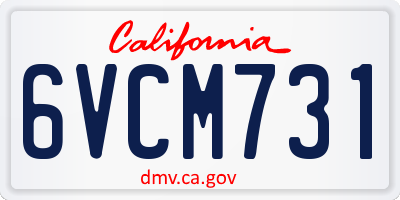 CA license plate 6VCM731