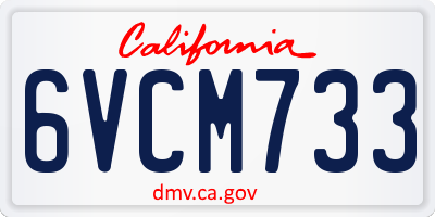 CA license plate 6VCM733