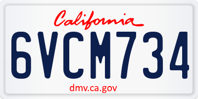 CA license plate 6VCM734
