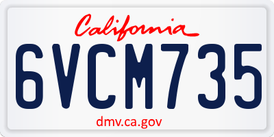 CA license plate 6VCM735