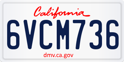 CA license plate 6VCM736
