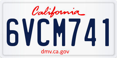 CA license plate 6VCM741