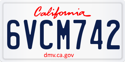 CA license plate 6VCM742