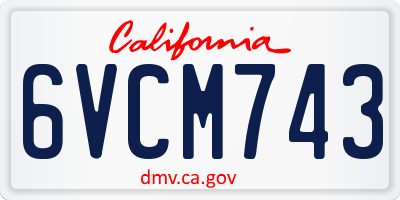 CA license plate 6VCM743