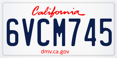 CA license plate 6VCM745